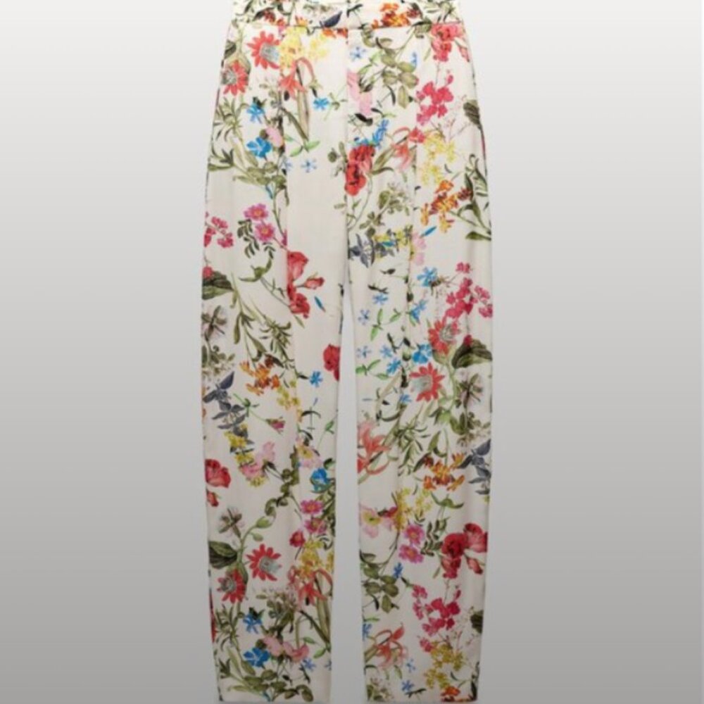 NWT Zara Mid-Waist Printed Balloon Pants